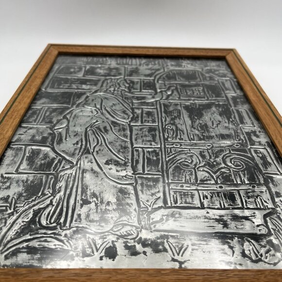 VTG Embossed Metal Jesus At The Door Wall Art Mid Century Christian Religious - Picture 4 of 5